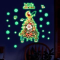 Adesivi murali natalizi fluorescenti con albero e Babbo Natale sulla luna - Stile Babbo Natale E Casa Sull'Albero Luce Verde (YG_B051) / Verde Fluorescente