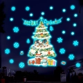 Pegatinas de pared luminosas de árbol de Navidad y copos de nieve para decoración festiva - Azul Luminoso (YG_B050)