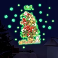 Leuchtendes Weihnachtsbaum Wandtattoo Set mit glühenden Sternen und Schneemann Deko - YG_B055 Grünes Leuchten