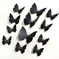 Set of 12 black 3D butterfly wall stickers with textured wings for home decoration - Black Butterfly