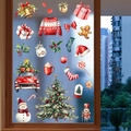 Detalle de pegatinas navideñas para ventanas con muñeco de nieve y cascanueces - Estilo de Acuarela de Elementos Navideños (JDT-A198)