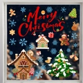 Pegatinas navideñas para ventanas con casa de jengibre y árbol para decoración - Estilo de casa de jengibre navideña (JDT-X95)