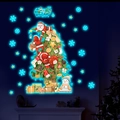 Leuchtende Weihnachtsbaum-Wandtattoos mit im Dunkeln leuchtenden Sternen und Schneemännern - YG_B055 Blaues Leuchten