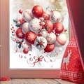 Weihnachtsfensteraufkleber mit rot-weißen Ballons, Schneeflocken und Stechpalmenmotiven - Rot-Weißer Ballonstrauß Dekoration (JDT-A181)