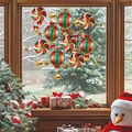 Set di decorazioni natalizie con palloncini a caramella e stelle sul davanzale festivo - JDT-A185