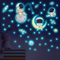 Adesivi murali luminosi con astronauta luna e stelle per la cameretta dei bambini - Stile Piccolo / Blu