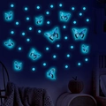 Vista detallada de pegatinas de mariposa luminosa azul para decoración de dormitorios - Juego De Mariposas Azules Luminosas (YG_B068)