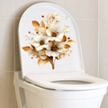 Sticker 3D autocollant pour abattant WC avec fleurs blanches et feuilles dorées - Bouquet de Fleurs Or Blanc (PH_QTB145)