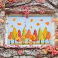 Statische Fensteraufkleber mit Herbstwald, Comic-Füchsen und bunten Ahornblättern - Herbst Wald Fuchs Muster (JDT-X96)