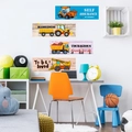 Set of 4 cartoon construction vehicle wall decals with motivational quotes for kids room - Cartoon Construction Vehicle Pattern(PH_QTB159)