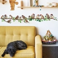 Muursticker met geschilderde vogels op tak voor slaapkamer en huiswanddecoratie - Realistische Vogels Op Tak (PH_QTB170)
