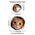 Detail der Produktgröße und der fertigen 3D-Wandaufkleber-Größe mit orangefarbener Katze - Orange Katze Vorderseite Wanddurchbruch Stil (PH_QTB155)