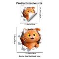 Detaillierte Größentabelle für den 3D-Cartoon-Katzenwandaufkleber mit Abmessungen - Orange Katze Seitlicher Blick Stil (PH_QTB156)