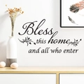Sticker mural Bless this home avec motifs de lianes pour décoration intérieure - Style Citation Bless This Home (PH_QTB199)