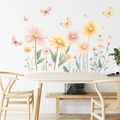 Wandaufkleber mit Blumen und Schmetterlingen im Aquarell-Stil für moderne Dekoration - Aquarell Floral (PH_QTB198)