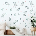 Watercolor eucalyptus leaves wall decals with pink flowers for home decor - Eucalyptus And Pink Flower Pattern (PH_QTB219)