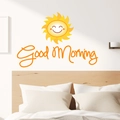 Smiling cartoon sun and Good Morning wall sticker for kids bedroom decor - Smiling Sun and Slogan Style (PH_QTB203)