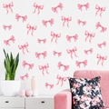 Pink cartoon bow wall stickers for girls' bedroom decor with realistic satin ribbon textures - Pink Bow Knot (PH_QTB226)