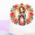 Cartoon Our Lady of Guadalupe wall sticker with pink roses for living room decoration - Our Lady of Guadalupe (PH_QTB216)
