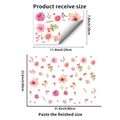 Bloemen muursticker set met roze rozen en groene bladeren afmetingen en details gids - Aquarel Bloem Combinatie (PH_QTB241)