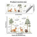 Watercolor forest animals wall decals showing the sheet size 29x90cm and finished layout - Watercolor Forest Animals Style (PH_QTB255)