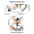 Detailliertes Wandtattoo-Layout mit Maßen für Schmetterlings- und Blumenmädchen-Silhouetten - Schmetterling Blumen Mädchen Silhouette (PH_QTB243)