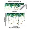Layout and size guide for watercolor green vine and butterfly wall stickers - Tropical Green Plants And Butterflies Style (PH_QTB259)