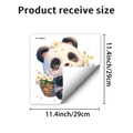 Vista dettagliata dell'adesivo da parete panda di 29 cm con cesto di fiori - Simpatico Panda e Margherite (PH_QTB262)