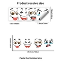 Detail guide showing dimensions of funny waste bin stickers set with two cartoon sheets - Funny Expression Combination (PH_QTB270)