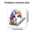 Detalle de adhesivo de pared de unicornio con flores de 29 cm para decorar habitaciones - Patrón de Huevo de Unicornio (PH_QTB254)