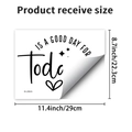 Detail showing removable wall sticker dimensions with modern quote and heart patterns - Inspirational Quote Style (PH_QTB276)