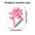 Vista detallada del adhesivo de pared globos 3D San Valentín con el texto LOVE YOU - Combinación de Globos de Corazón Rosa Estilo A (JDT-A343_TZ)