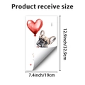 Watercolor French Bulldog with heart balloon wall sticker detail and dimensions - French Bulldog Holding Heart Balloon (PH_QTB304)