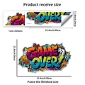 Gamer Zone wall sticker detail with GAME OVER text and controller icons on white backdrop - Game Over Colorful Graffiti (PH_QTB318)