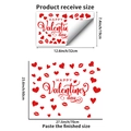 Detalle del diseño de pegatinas de pared de corazón rojo con medidas de 19x32cm - Estilo de Huella de Corazón y Labios Rojos (PH_QTB335)