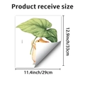 Detail showing orange cat with green leaf umbrella wall sticker measuring 29x33 cm - Cat Holding Leaf Style (PH_QTB312)