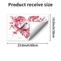 Détail montrant la taille de 60cm x 38cm pour les stickers muraux coeur rose et oiseau - Branche de Coeur Rose Oiseau (PH_QTB322)