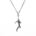 Gothic retro silver bat wings heart necklace for couples with vintage metal texture - Antique Silver