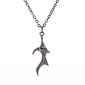 Gothic retro metal bat wings necklace with dark vintage finish on white background - Gun Black