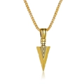 Men's vintage golden triangle spearhead pendant necklace with metallic bead chain - Gold