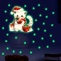 Luminous Christmas cat wall sticker with glowing dots for holiday home decoration - Yg_b072 Green Light
