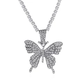 Elegante Schmetterlingskette als Tennis-Halskette mit funkelnden weißen Zirkonia in Silber - Stil mit Einzelnem Großem Schmetterlingsanhänger