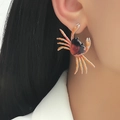 Creative crab-shaped enamel stud earrings in red and orange for women's quirky fashion - Painted Crab Stud Earring (DZ-808)