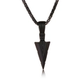 Men's punk style black matte arrow pendant necklace with textured woven metal chain - Black