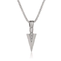 Men's silver triangular arrowhead pendant necklace with geometric engraving on ball chain - Silver