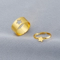 Vintage verstellbare Sternringe aus Gold mit hohlem Design für Paare und Damen - Partnerring / Gold Stern Stil (WR626)