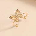 Detailed macro view of the intricate hollow butterfly design on a golden alloy open ring - Hollow Butterfly Ear Clip (WG-1075)