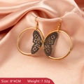 Detail view of gold hollow butterfly wing earrings with 6x4cm size and 7.52g weight details - Butterfly Round Style