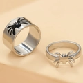 Gothic silver spider ring set featuring bold hollow design for punk couple jewelry styles - Vintage Spider Ring Set (A-1413) / Silver