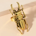 Creative gold stag beetle insect ring with adjustable open band for women - Stag Beetle Ring (3005) / Antique Gold